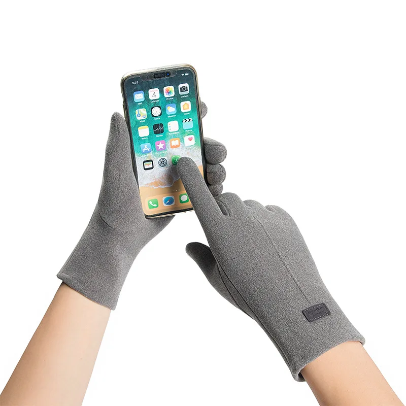 

Autumn And Winter Women Fashion Elegant Thin Section Warm Gloves Soft Plus Velvet Inside Touch Screen Cycling Windproof Suede