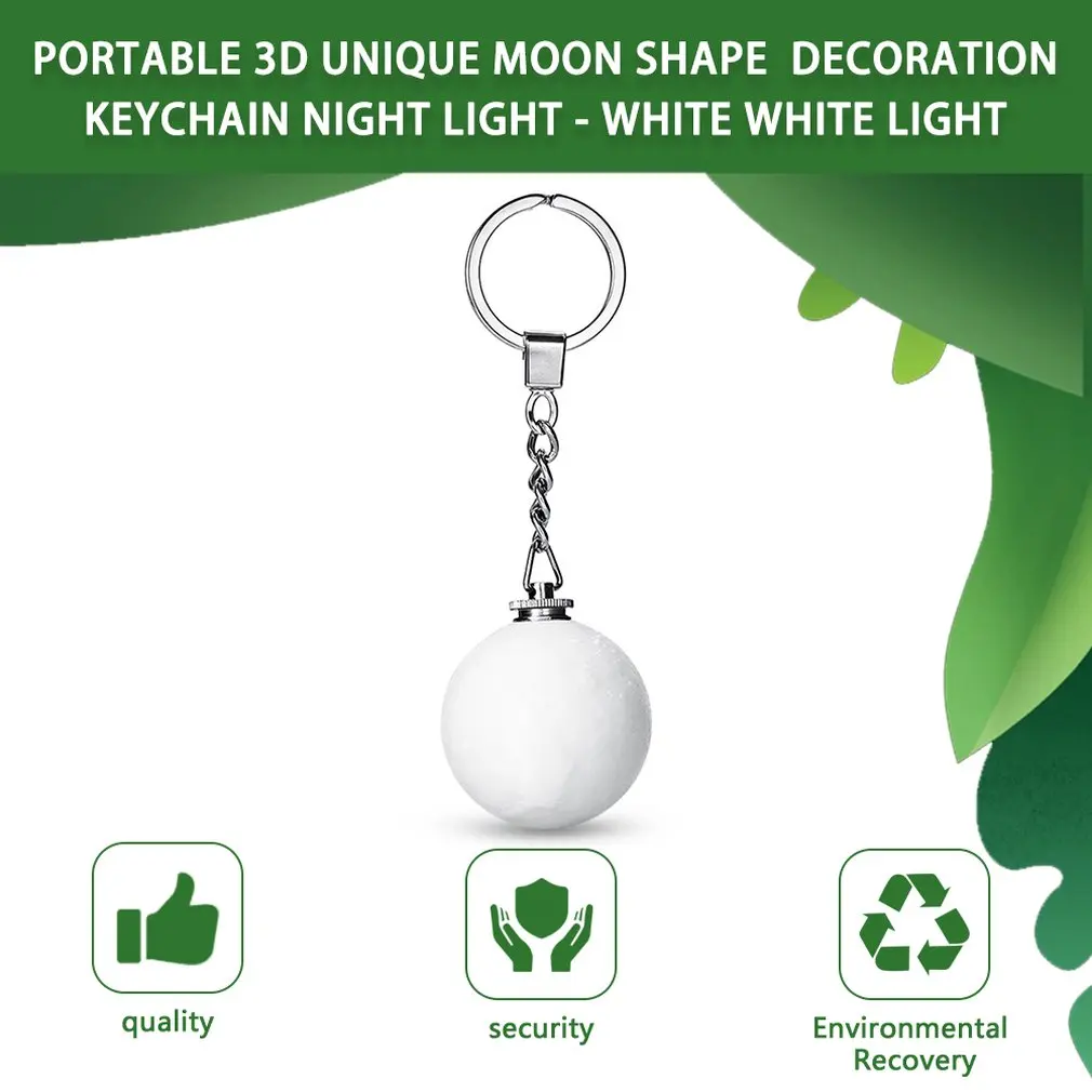 Портативный 3d уникальный брелок декорация в форме Луны ночник-белый свет прочный