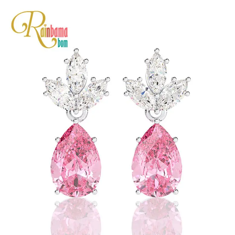 Серьги подвески с муассатом аквамарином и драгоценным камнем|Серьги-подвески| |