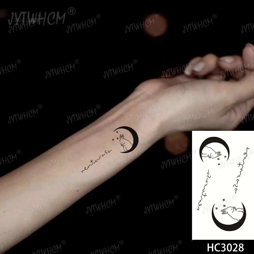 Водостойкие временные тату-наклейки кошка звезды Геометрическая луна планета