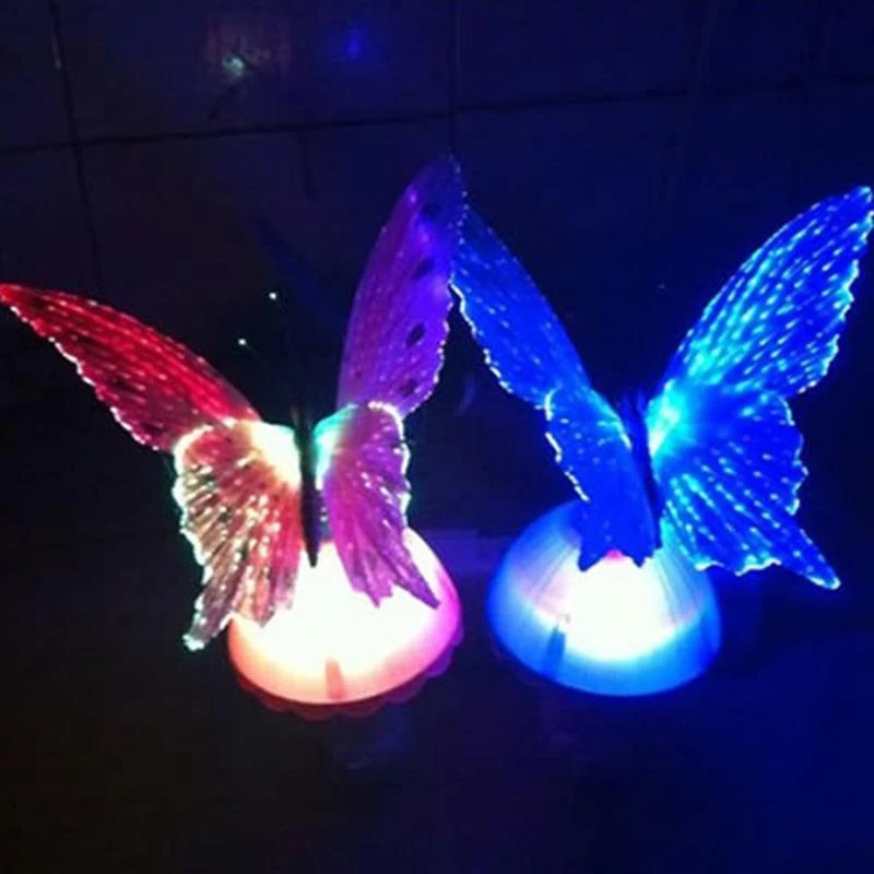 Fiber Optic LED Butterfly Night Light EU/US Plug Smart Sensor Color Changeable Lamp For Baby Kids Room Deco 110-220V | Лампы и