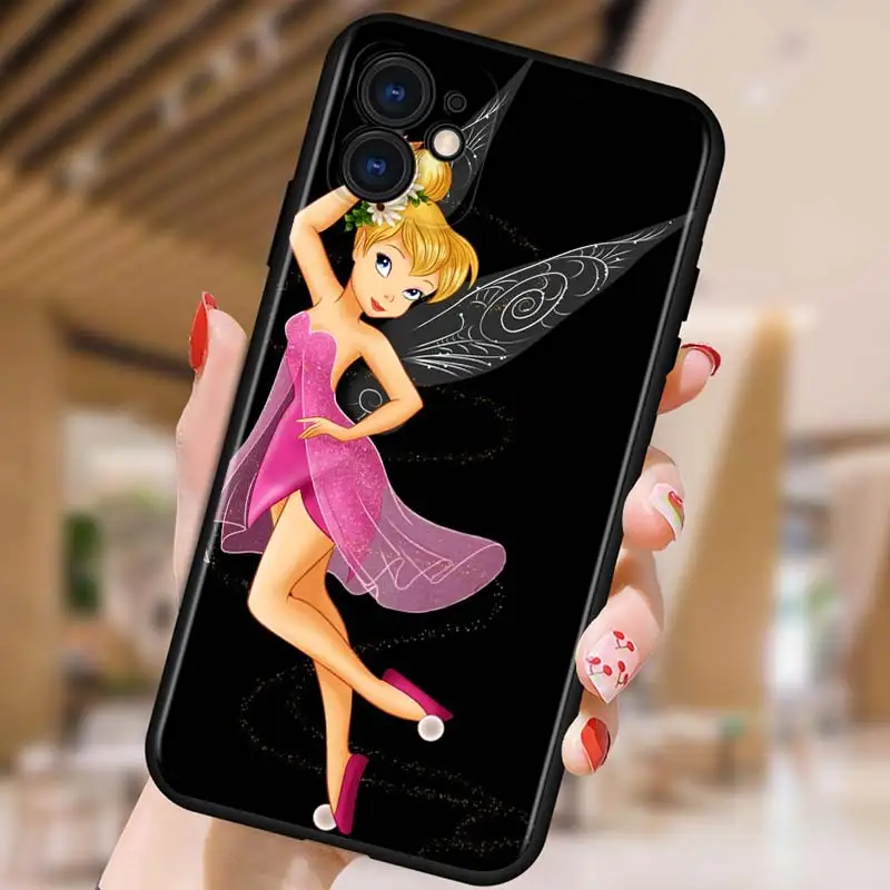 

Disney Tinkerbell princess for Apple iPhone 12 Pro Max Mini 11 Pro XS Max X XR 6S 6 7 8 Plus 5S SE2020 Soft Black Phone Case
