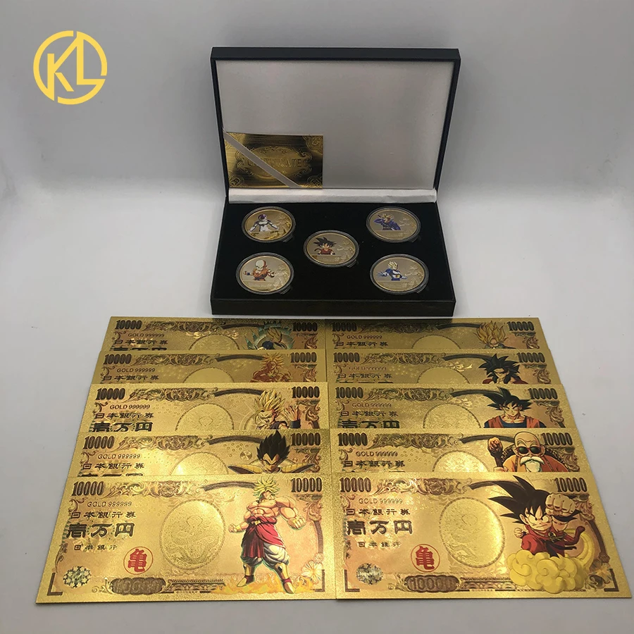 set KL Dragon Cartoon Ball Z seriies позолоченные Коллекционные монеты, японские монеты, набор с сертификатом, Прямая поставка - Цвет: set