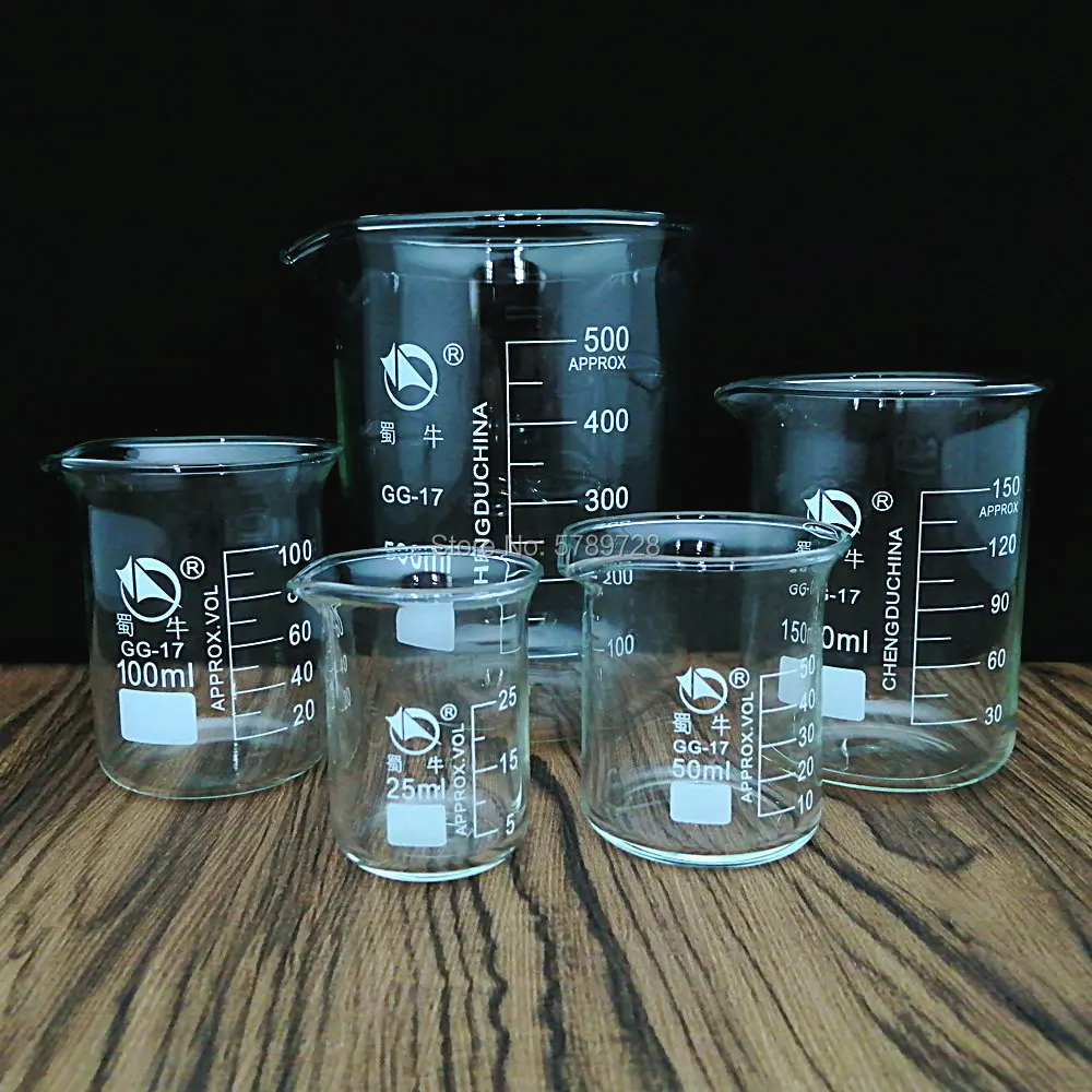 1 ชุดLab Glass Beaker 25/50/100/150/500Ml Borosilicateแก้วห้องปฏิบัติการวัดเครื่องแก้วศึกษาLabชุดถ้วยแก้ว