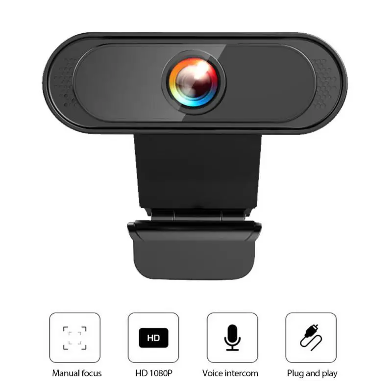 

1080P HD Webcam with Mic Rotatable PC Desktop Web Camera Cam Mini Computer WebCamera Cam Video Recording Work