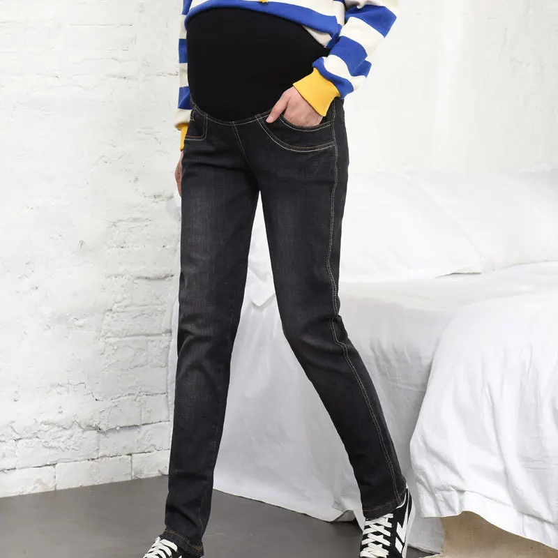 Джинсы больших размеров для беременных потертые джинсовые штаны удобные