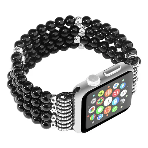 Жемчужный ремешок для Apple Watch 38 мм 42 мм IWatch 5 4 Band 44 мм 40 мм многоцветный Браслет для Apple Watch 3 2 1 Аксессуары для часов - Цвет ремешка: balck