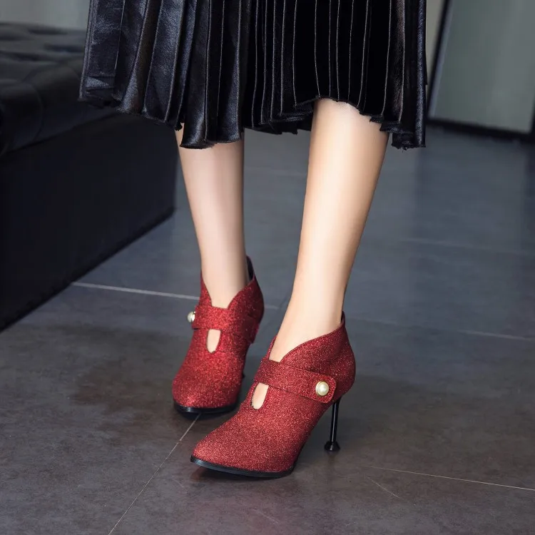 Большие размеры 15 16 17 туфли на тонком каблуке с шипами модные ботинки высоком