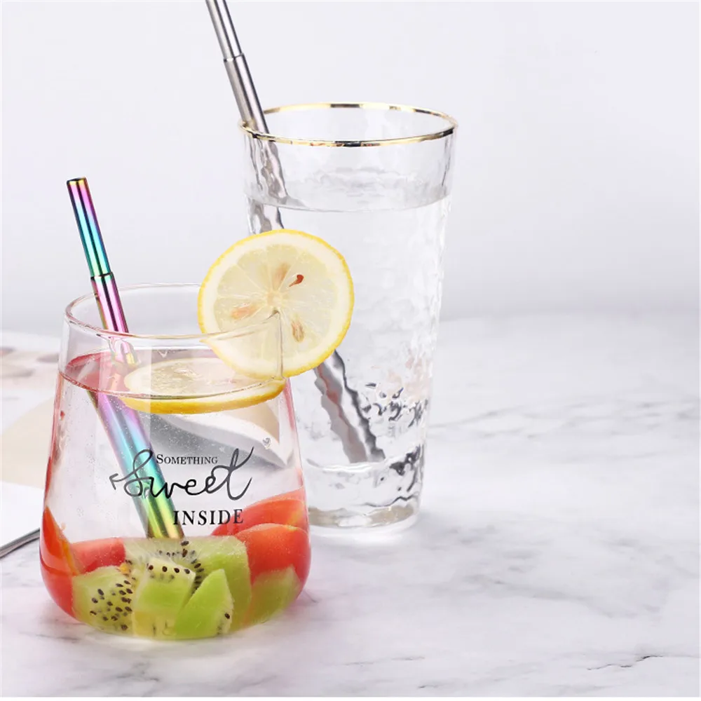 Складные стеклянные трубочки для напитков металлические телескопические из