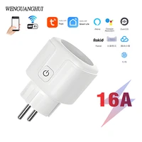 16a wifi smart plug socket home automation eu plug compatible with alexa google tuya smart life app control power strip plug