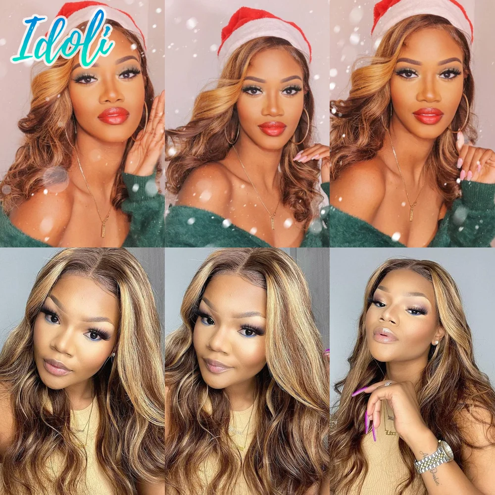 Хайлайтер парик человеческие волосы тела волна на кружевной передний al для