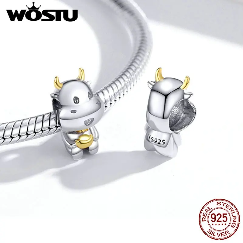 Женский браслет WOSTU из серебра 925 пробы с подвеской в виде собачей кошачей