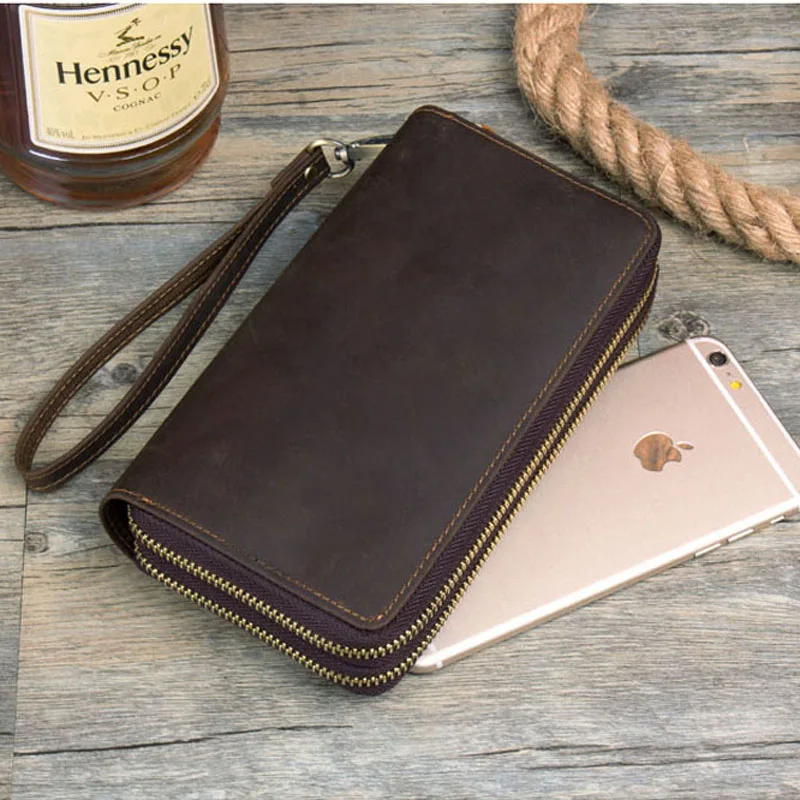 Billeteras de cuero Caballo loco para hombre billetera Genuine INO cartera cocovintage Ca | Багаж и сумки