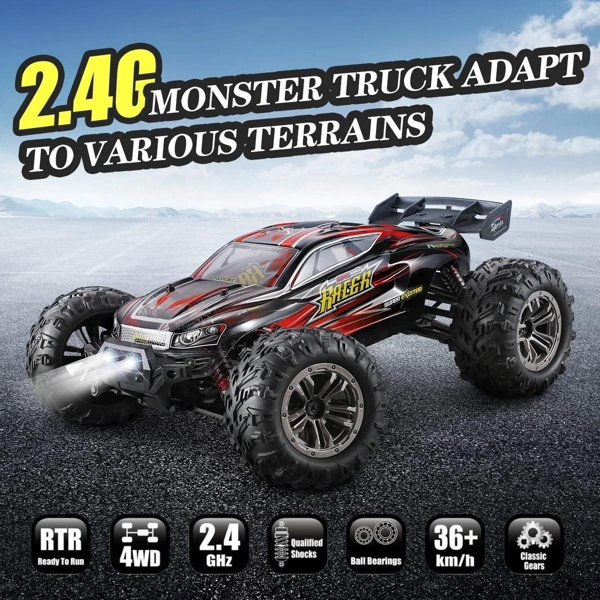 Высокая скорость 36 км/ч 4WD Радиоуправляемая машина вездеход водонепроницаемые