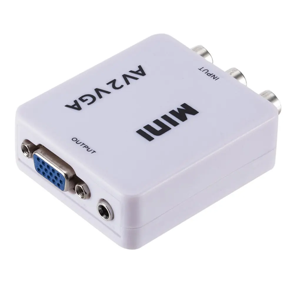 Мини-преобразователь видео высокой четкости AV2VGA AV RCA CVBS к VGA HDTV адаптер монитор
