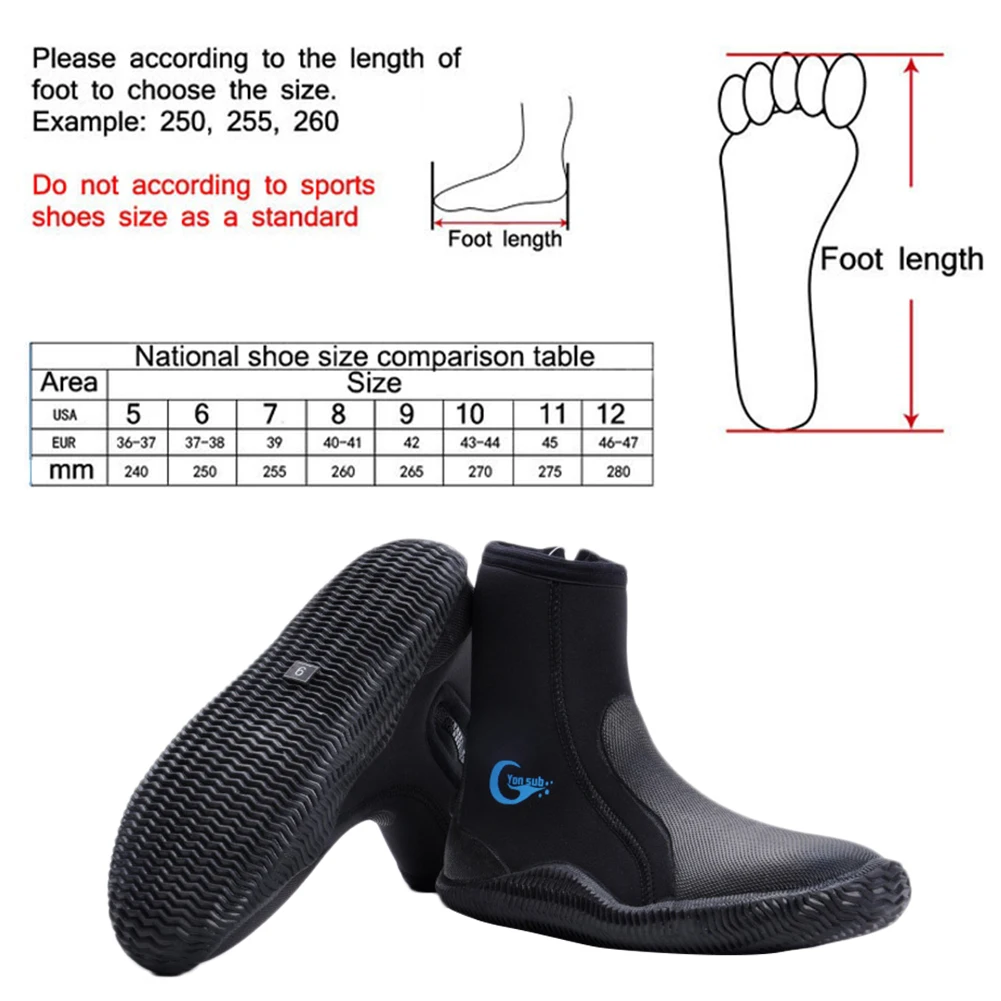 

5MM Neoprene Boots for Scuba Snorkeling Rafting Non-Slip Rubber Sole High Diving Boots for Adult Keep Warm Spearfishing Shoes