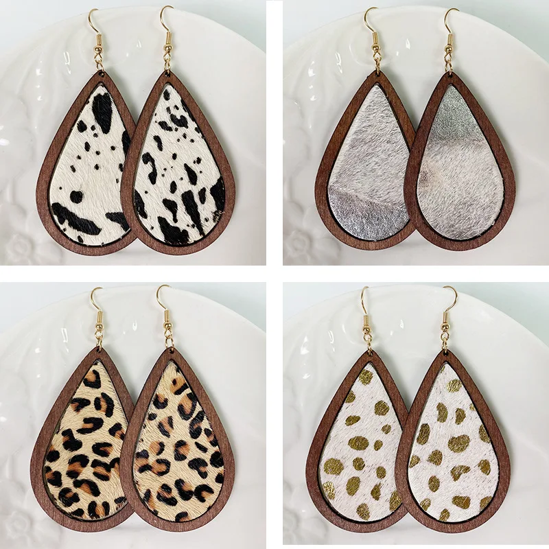 

Новое поступление, креативные модные серьги-капельки Rainbery из искусственной кожи с коровьим леопардовым принтом, Женские Ювелирные изделия ...