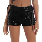 Шорты женские со шнуровкой по бокам, модные блестящие короткие пикантные Клубные Одежда с блестками для танцев, выступлений, вечевечерние, танцев