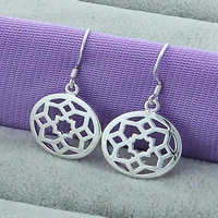 fashion 925 sterling silver charm round drop earrings for women girls gift wedding jewelry accessories