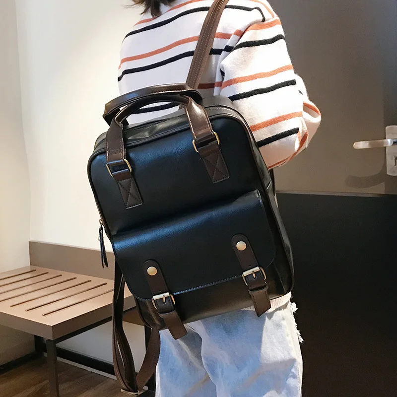 

College Trekking Backpack Women Luxury Retro Soft Leather School Backpack Boy Male Backpacks for Women 2021 Backpacks for Teens