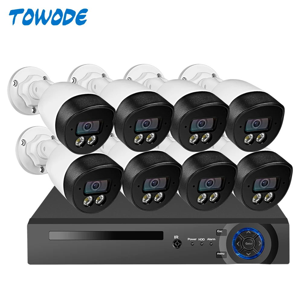 Комплект камер видеонаблюдения TOWODE 8 каналов POE NVR быстрая доставка в Россию 5 МП HD