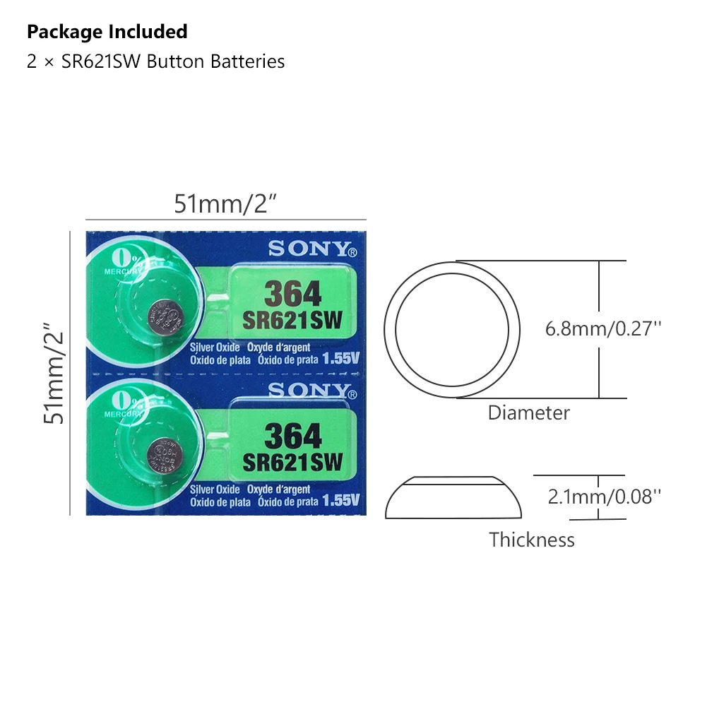 2 шт. Новинка для Sony 100% оригинал 1 55 В 364 SR621SW V364 SR60 SR621 AG1 часы батарея Кнопка монета