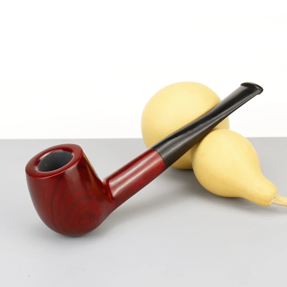 

High Quality Straight Smoking Pipe 9mm Filter Red Sandal Wood Pipe Best Wooden Tobacco Pipe 10 tools free Smoke Pipe