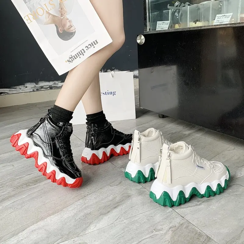 

Winter High Top Sneakers Women Shoes 2020 Warm Platform Sneakers Women Plush Vulcanized Shoes Chunky Trainers Zapatillas Mujer
