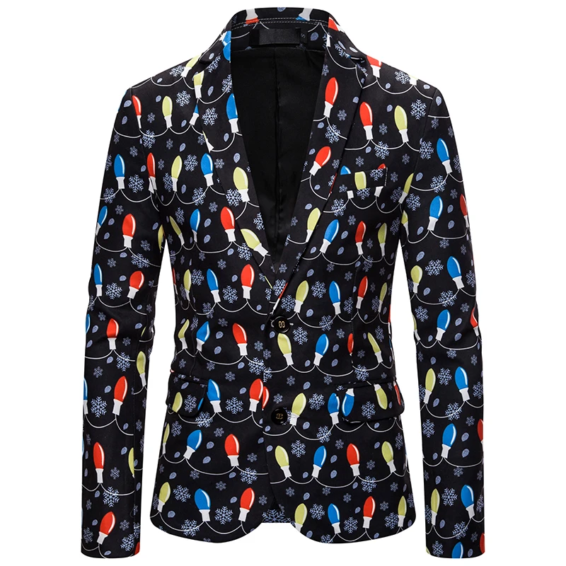 HEFLASHOR мужской Снежный Принт блейзер тонкие вечерние однобортный пиджак с длинным