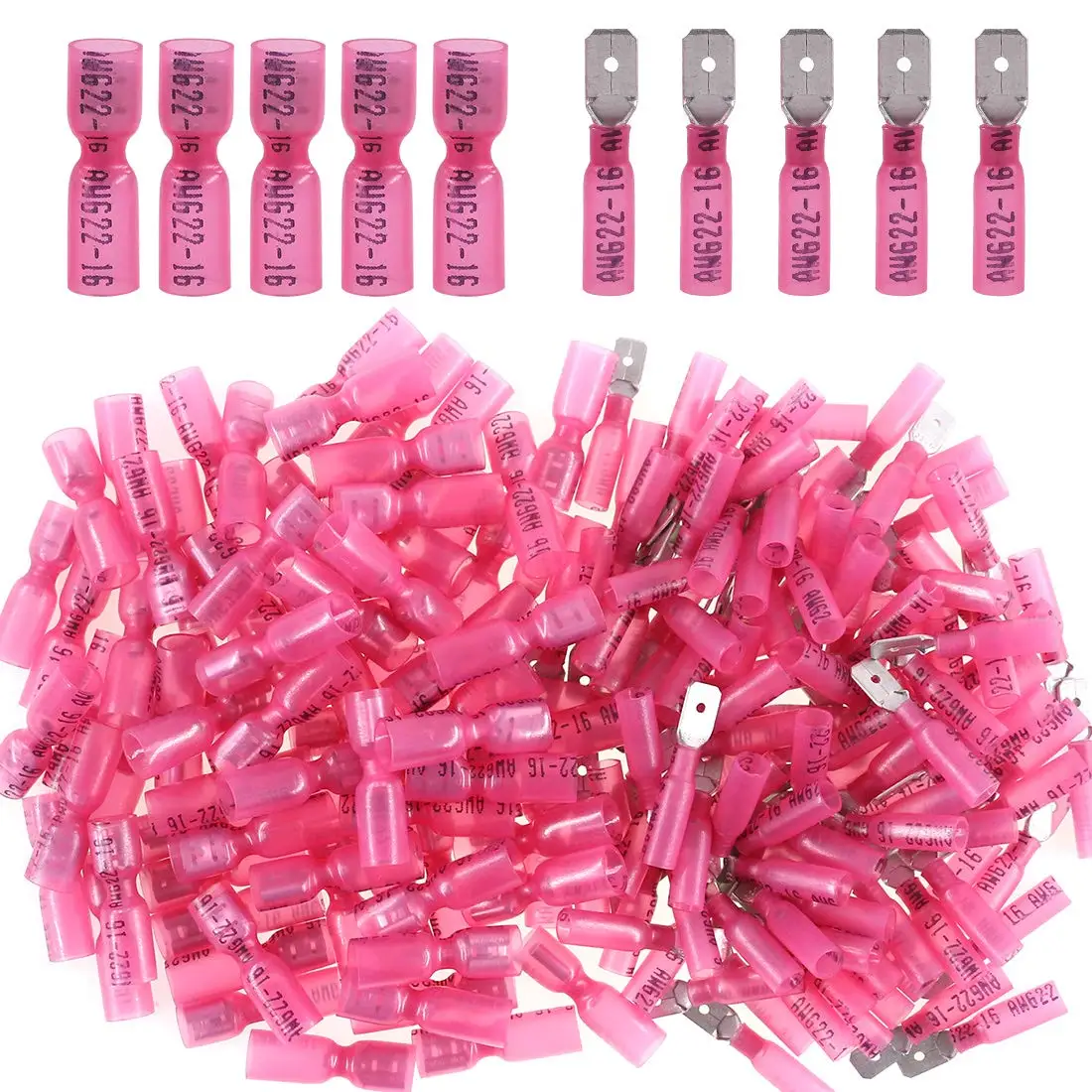 

200/50Pcs Heat Shrink Crimp Terminals Kit Insulated Butt Wire Connector Electrical Cable Male Female Docking Spade Terminal