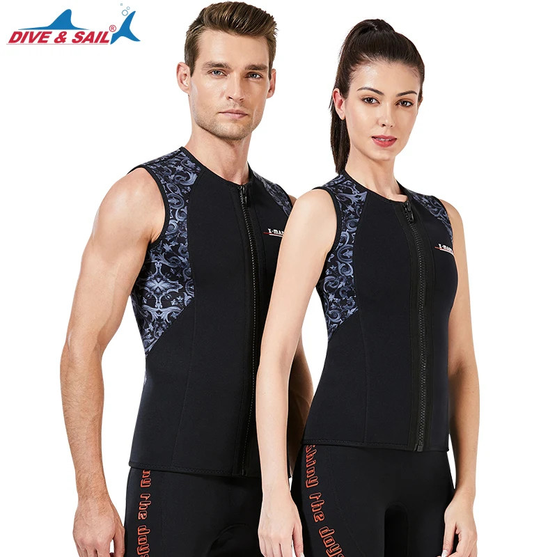 Неопреновый Гидрокостюма жилет длиной 3 мм без рукавов с молнией для дайвинга