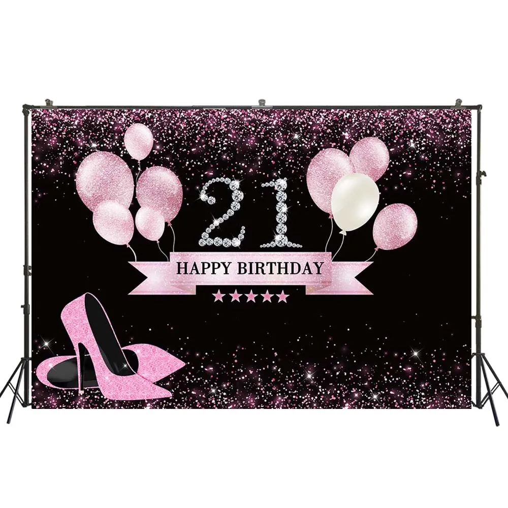 

Photography Backdrop Adult Pink Girl's Sixteen Ceremony Birthday Party Desserts Table Glitter Diamond Studio Photo BackdropW4533