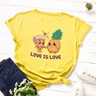 Женская хлопковая футболка с коротким рукавом, с принтом в виде фруктов, ананасов, пиццы, размера плюс, 5XL, повседневная, с круглым вырезом, лето футболки, топы