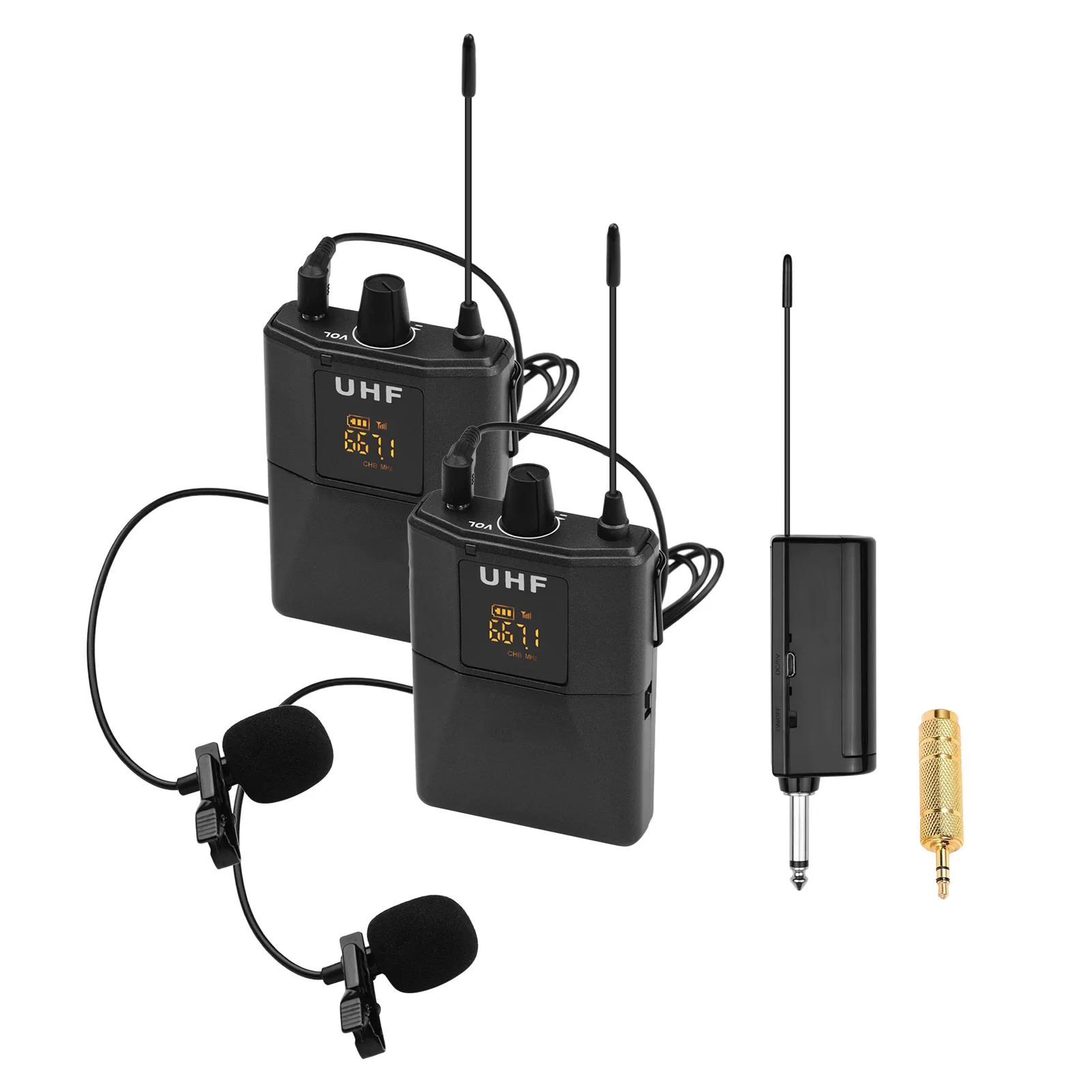 Muslady UHF Беспроводной микрофон Системы с ПЕТЛИЧНЫХ микрофонов тела-pack передатчик и