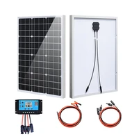 50W Rigid Glass Solar Panel PV System Kits For 12V 24V Battery Charging/Boat/Caravan/RV/Home/Street Lamp Off-grid Applications