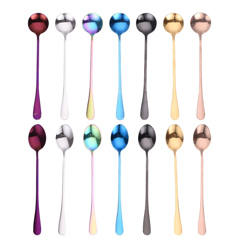 

Colorful Stainless Steel Ice Spoon Cake Coffee Spon Mug Spoon Korean Cute Creative Soup Spoon Home Western Restaurant Utensils