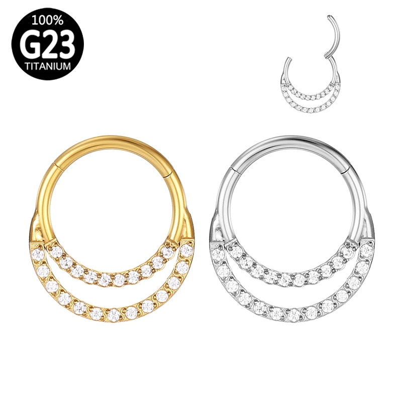 

G23 Titanium Nose Ring Hoop and Studs Zircon Septum 16g Cartilage Tragus Helix Lip Piercing Hinged Segment Punk Earrings Jewelry