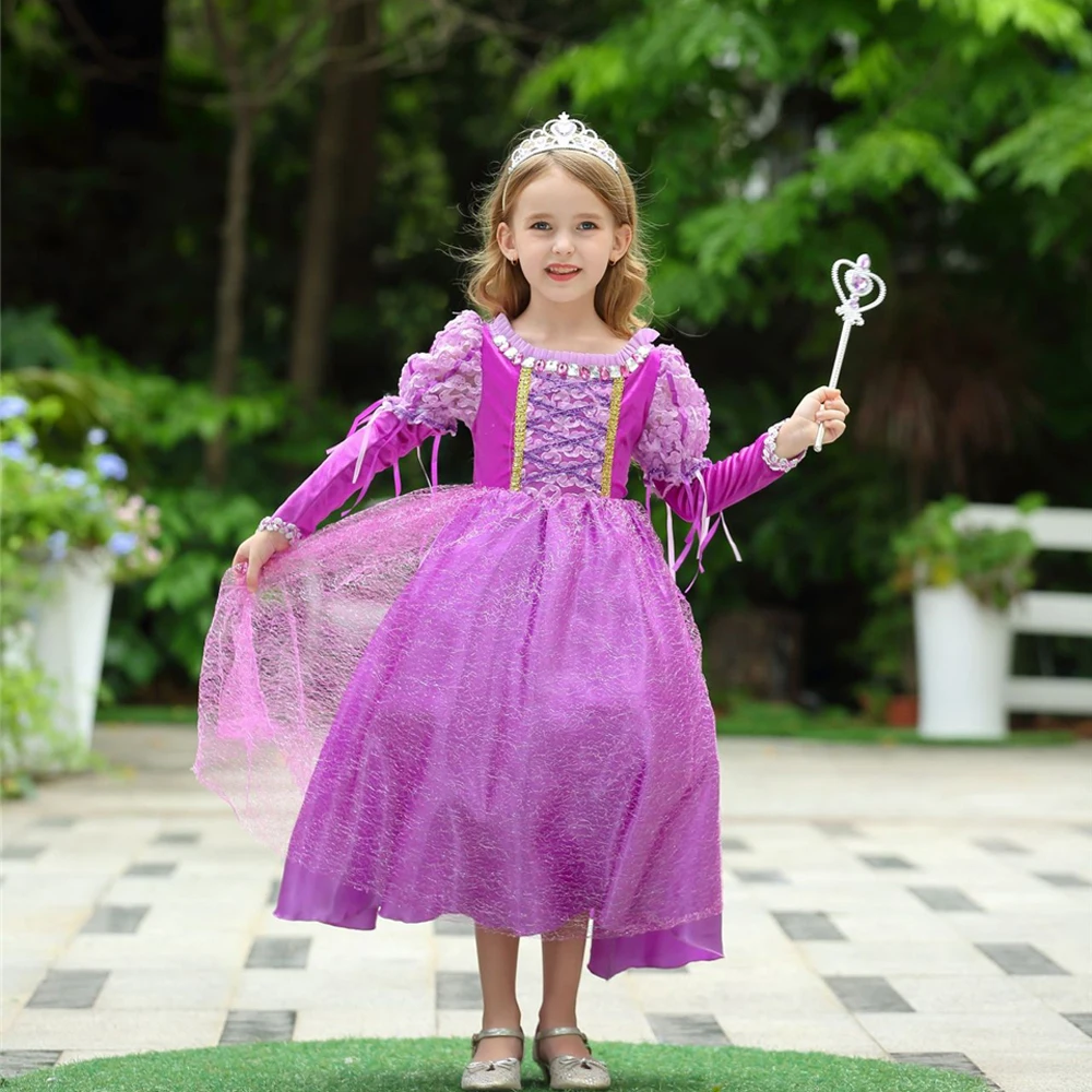 Winter Christmas Fancy Girls Princess Sofia Costume Children Birthday Party Rapunzel Wig Tulle Sophia Ball Gowns Kids Clothing | Детская
