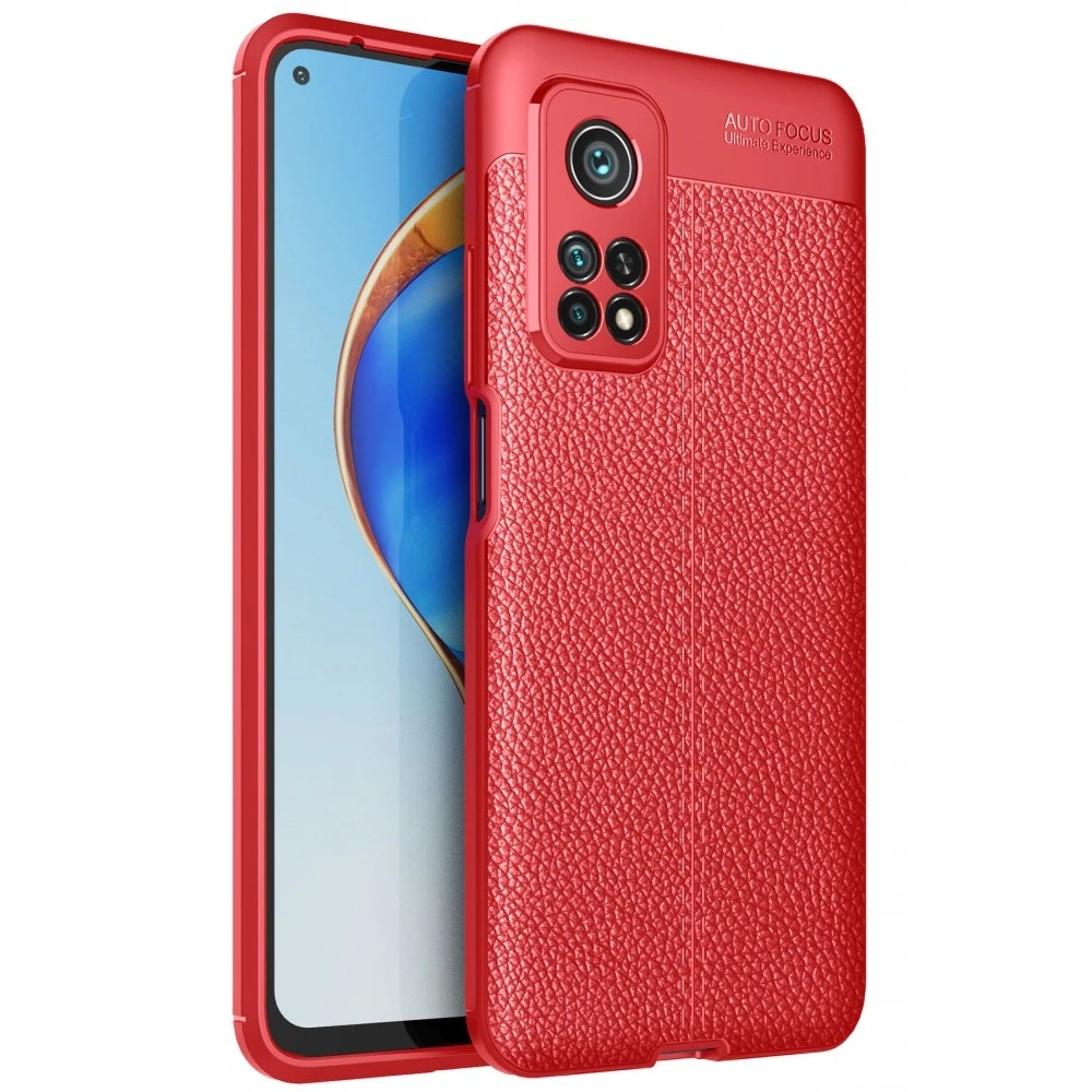 

Phone Case Compatible with Xiaomi Mi 10T Leather Looking Silicone Red