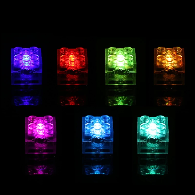 

5pcs 2x2 dot LED Light Up Colorful Accessories Classic Brick Education Light-Emitting Compatible All Brands Building Blocks Kid