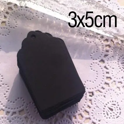 350gsm крафт-бумажная бирка, вырезанная звезда, медведь, цветок, записываемая именная карточка с отверстием для свадебных заметок, сделай сам, пустая ценная бирка, крафт-подарок - Цвет: H 3x5cm Black