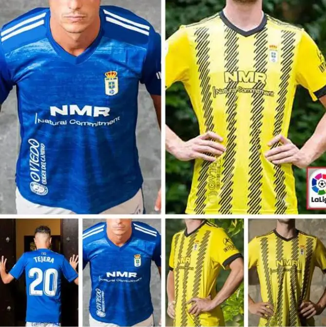 

020 2021 Real Oviedo IBRA soccer jerseys 20 21 R. FOLCH Y. BRCENAS JOHANNESSON MOSSA JAVI MUOZ Men football shirt blue white