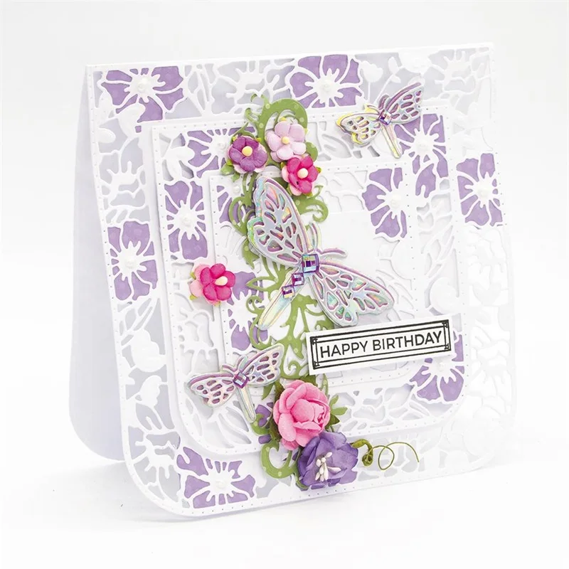 Рамки с цветочным узором высечки для изготовления карточек рамки фотоальбома +