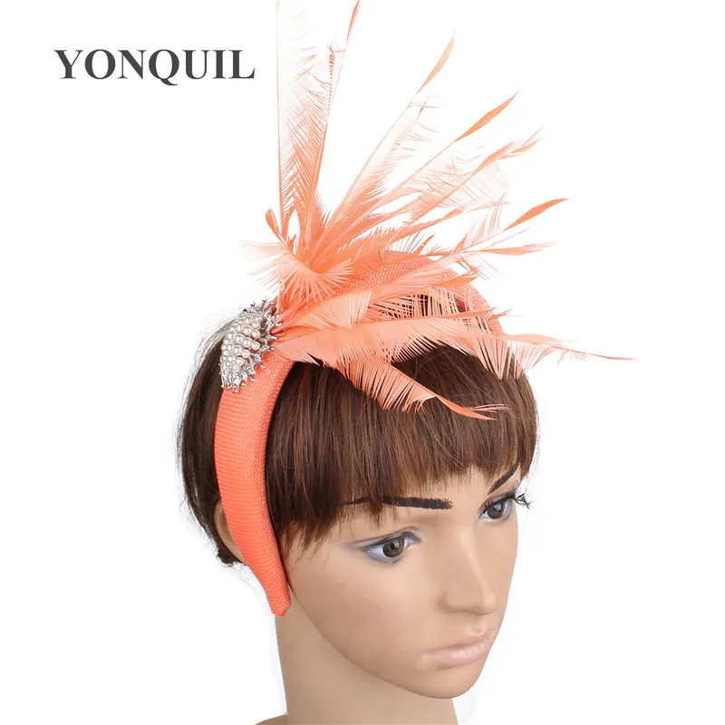 Повязка на голову женская Вуалетка в виде лебедя маскарада с темно-персиковыми