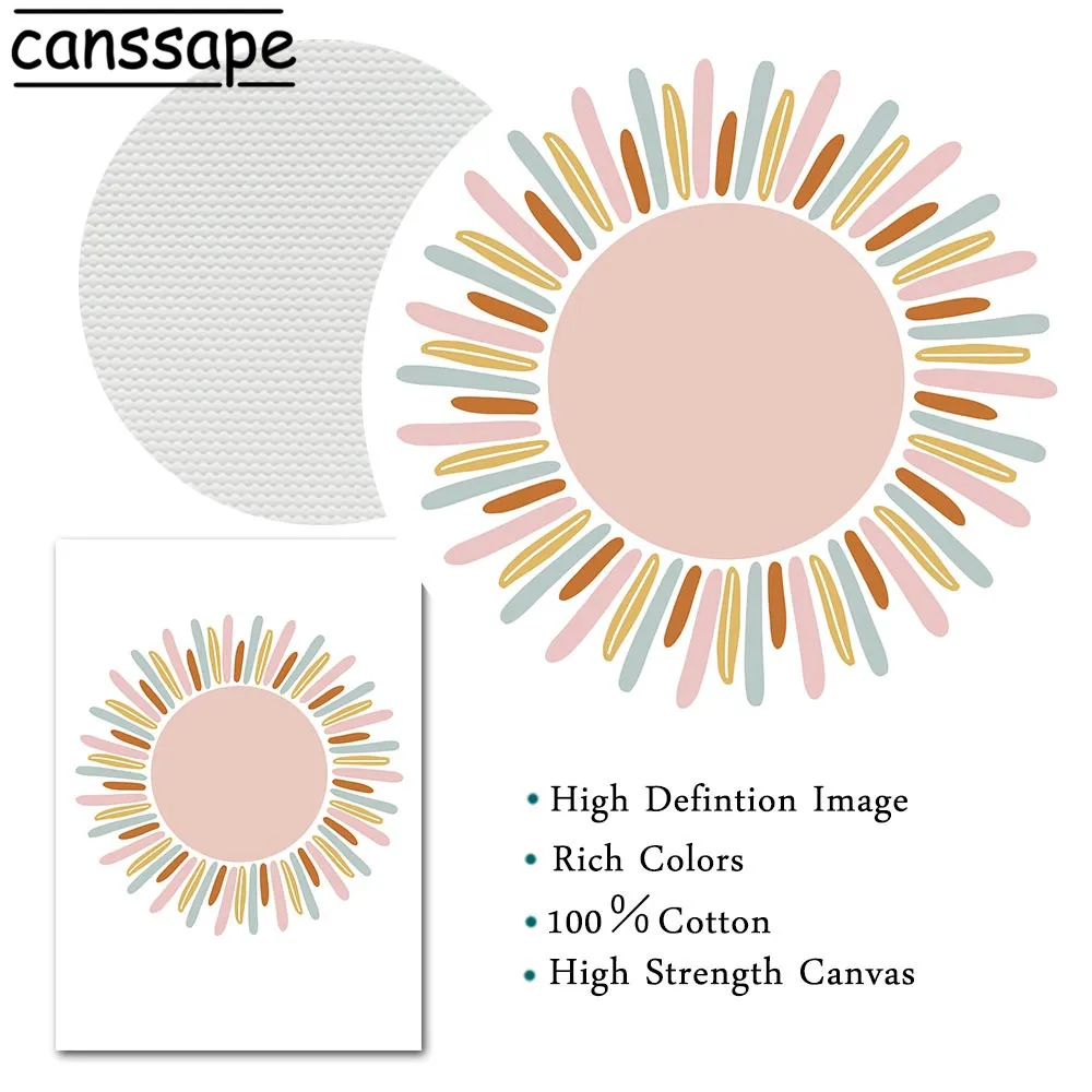 Детская Wall Art из плотной ткани с узором в виде радуги картина солнцем облаков и