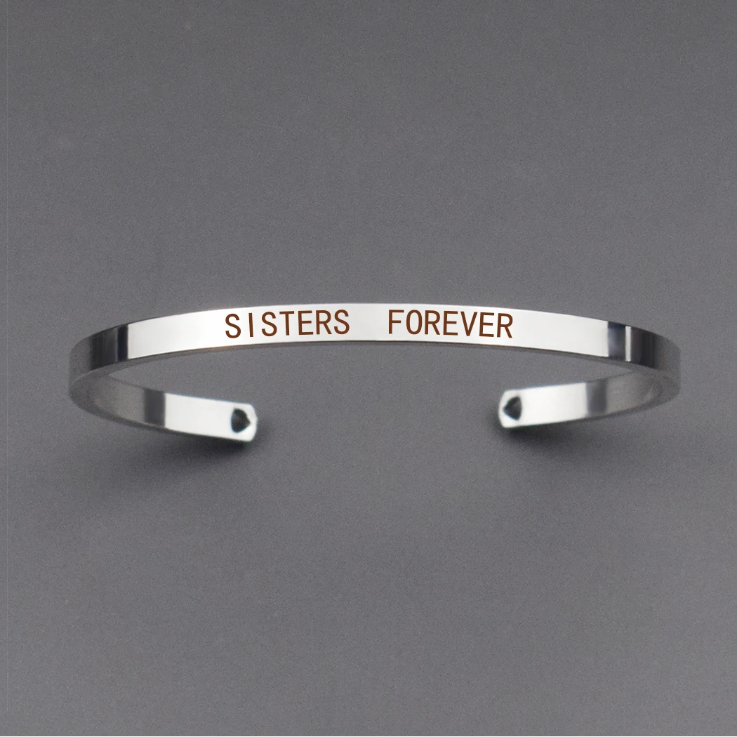 Модный простой браслет на запястье с гравировкой слов маленькая сестра Средняя