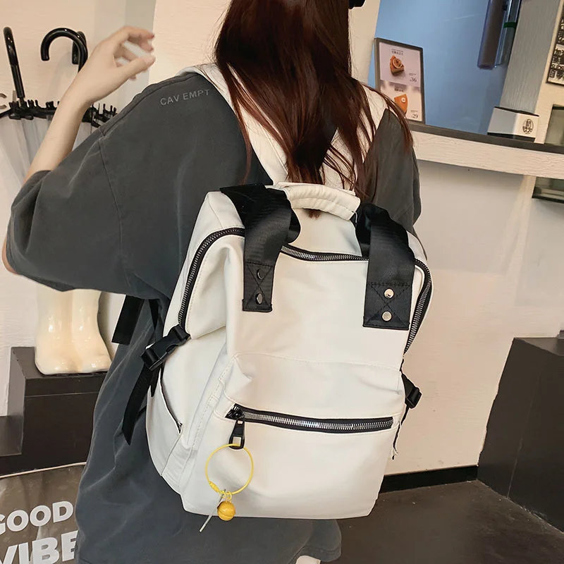 

Fashion Women's Backpack Large Capacity School Bags For Teenager Boys Solid Unisex Schoolbag Portable Harajuku Travel Backbag