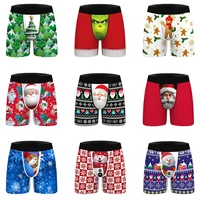 christmas pattern digital printing sexy elastic waist men breathable comfortable underwear slips cuecas masculinas simple brief