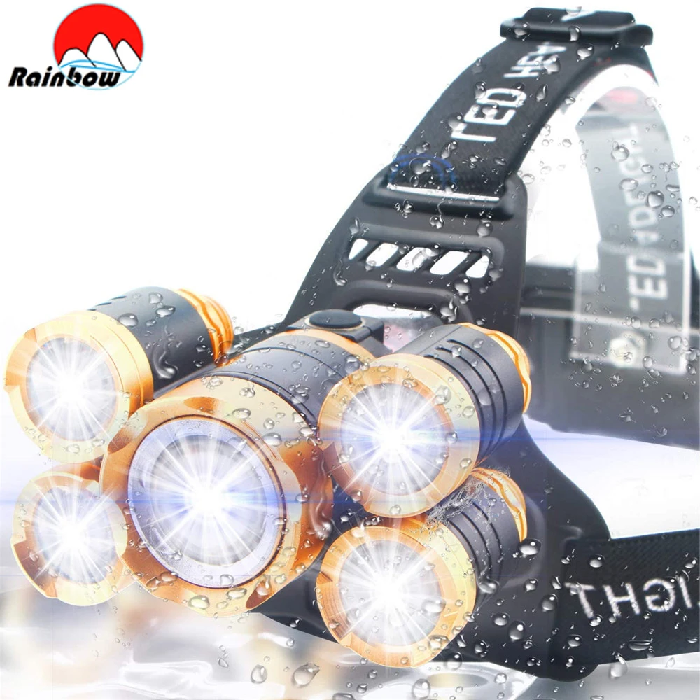 

15000LM Powerful Headlight 5 LED T6 Headlamp ZOOMable Head Lamp 4 Modes Head Torch Camping Fishing Lantern Waterproof Flashlight