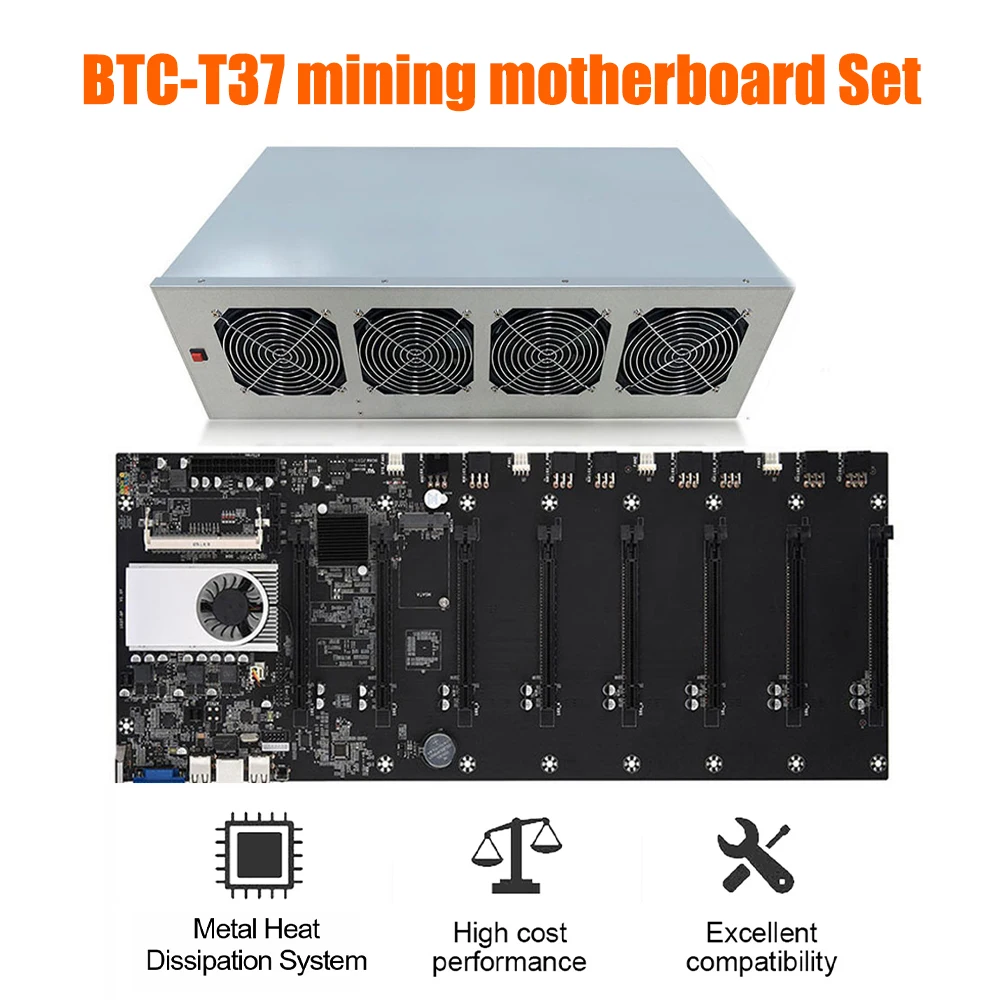 

BTC-T37 1850 Вт ETH врубовая машина Питание набор 4G DDR3 памяти VGA + HDMI совместимых с 128 г MSATA SSD Процессор материнская плата для Биткоин